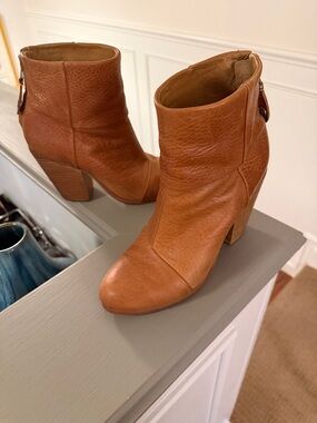 rag & bone Cognac Leather Ankle Booties
